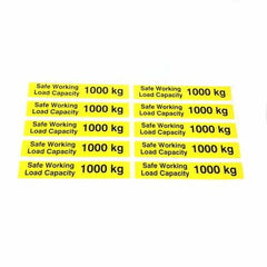 Safe Working Load SWL 1000kg Pallet Truck Weight Capacity Safety Warning Sticker x10no.