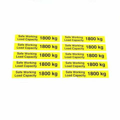 Safe Working Load SWL 1800kg Pallet Truck Weight Capacity Safety Warning Sticker x10no.