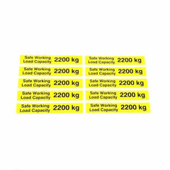 Safe Working Load SWL 2200kg Pallet Truck Weight Capacity Safety Warning Sticker x10no.