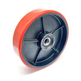 D200x50mm Red PU & Cast Iron steer wheel