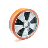 D225x60mm LAG Grey, Orange Polyurethane, 70 Hub PU/Aluminium Steer Wheel