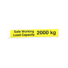 Safe Working Load SWL 2000kg Pallet Truck Weight Capacity Safety Warning Sticker x1no.