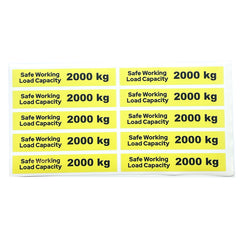 Safe Working Load SWL 2000kg Pallet Truck Weight Capacity Safety Warning Sticker x10no.