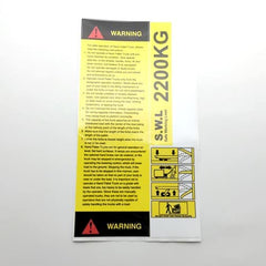 Pallet Truck Warning Instruction Sticker Set 2200kg