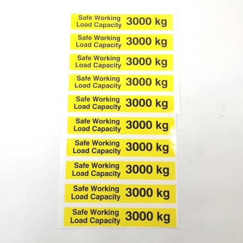 Swl Racking Stickers Safe Working Load SWL 3000kg Pallet Truck Weight Capacity Safety Warni ...