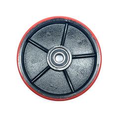 D200x50mm Red PU & Cast Iron steer wheel