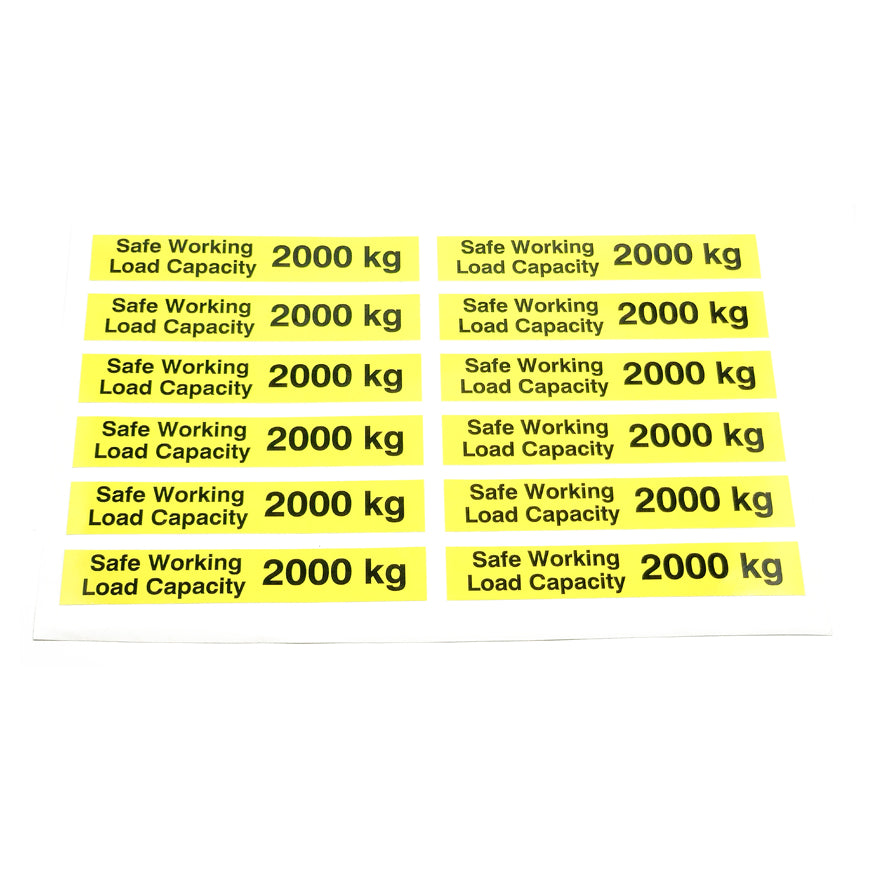 Safe Working Load SWL 2000kg Pallet Truck Weight Capacity Safety Warni ...