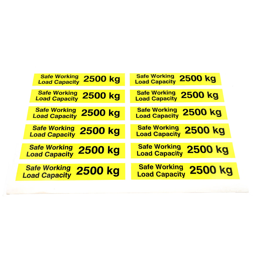 Safe Working Load SWL 2500kg Pallet Truck Weight Capacity Safety Warni ...